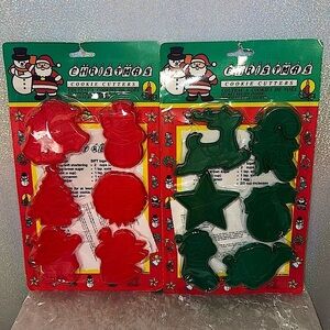 12 Christmas cookie cutters brand new green and red vintage baking XMAS holiday